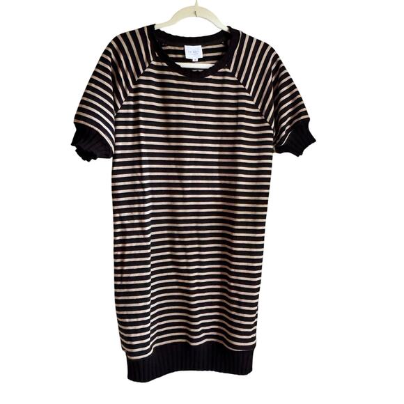 Sundays Perry Dress Black Tan Stripe Sweatshirt Sweater Dress Raglan Anthro - Picture 2 of 8